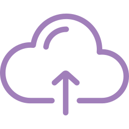 Purple cloud icon with an upward arrow, indicating uploading files to the cloud.
